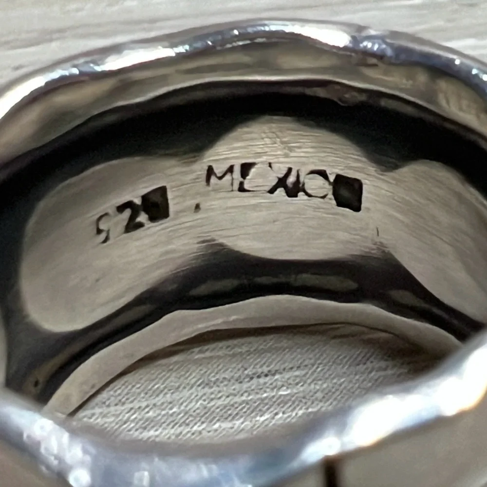 Vintage Handmade Sterling Silver Abstract Geometric Eternity Band Ring, Size 6